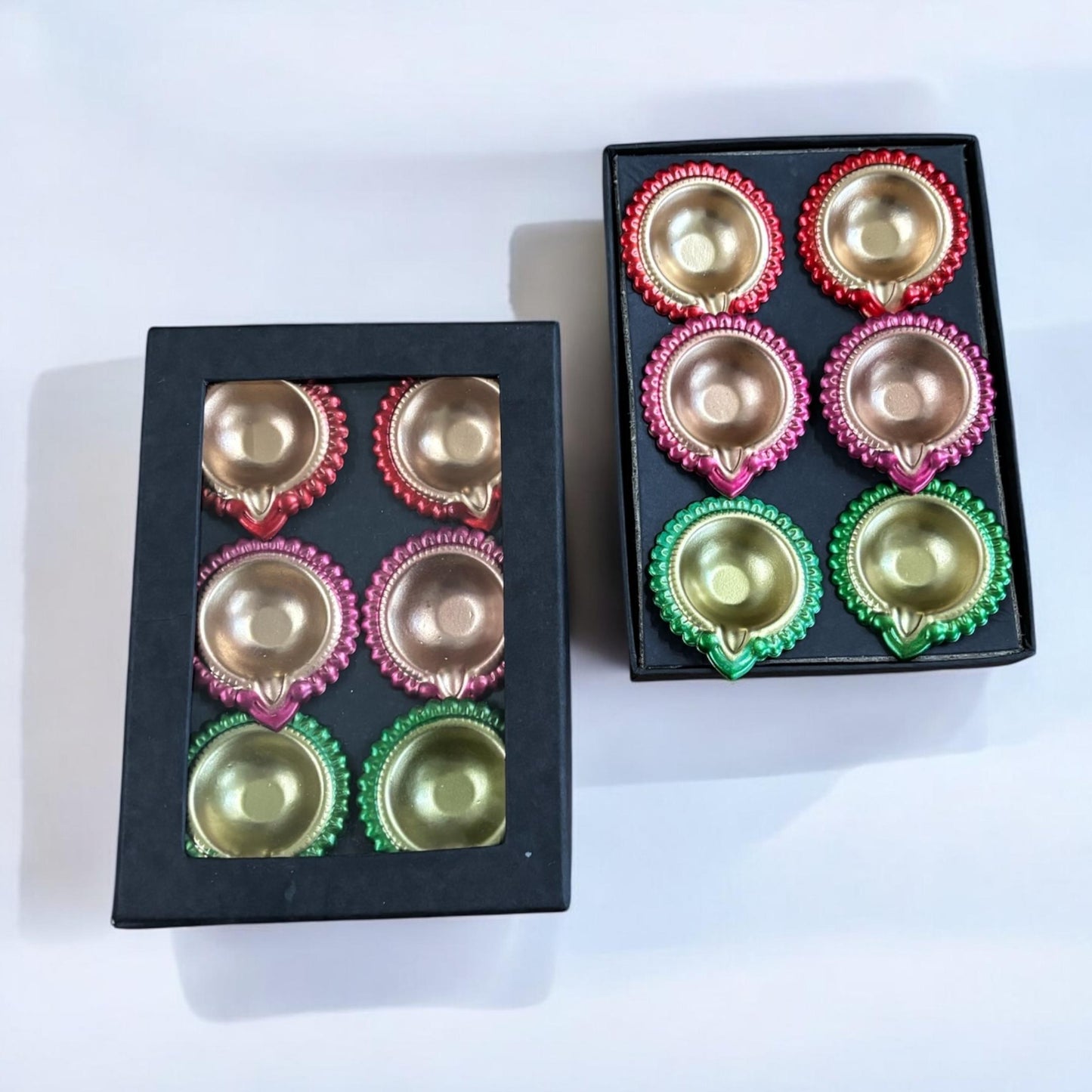 The diya set packaged securely, ready for shipping from San Ramon, California