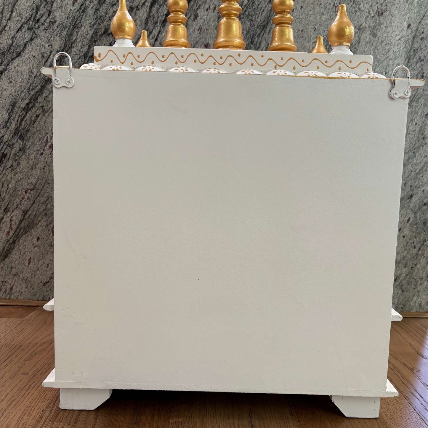 White and Gold Wooden Temple - Wall-mountable and space-saving, ideal for modern lifestyles