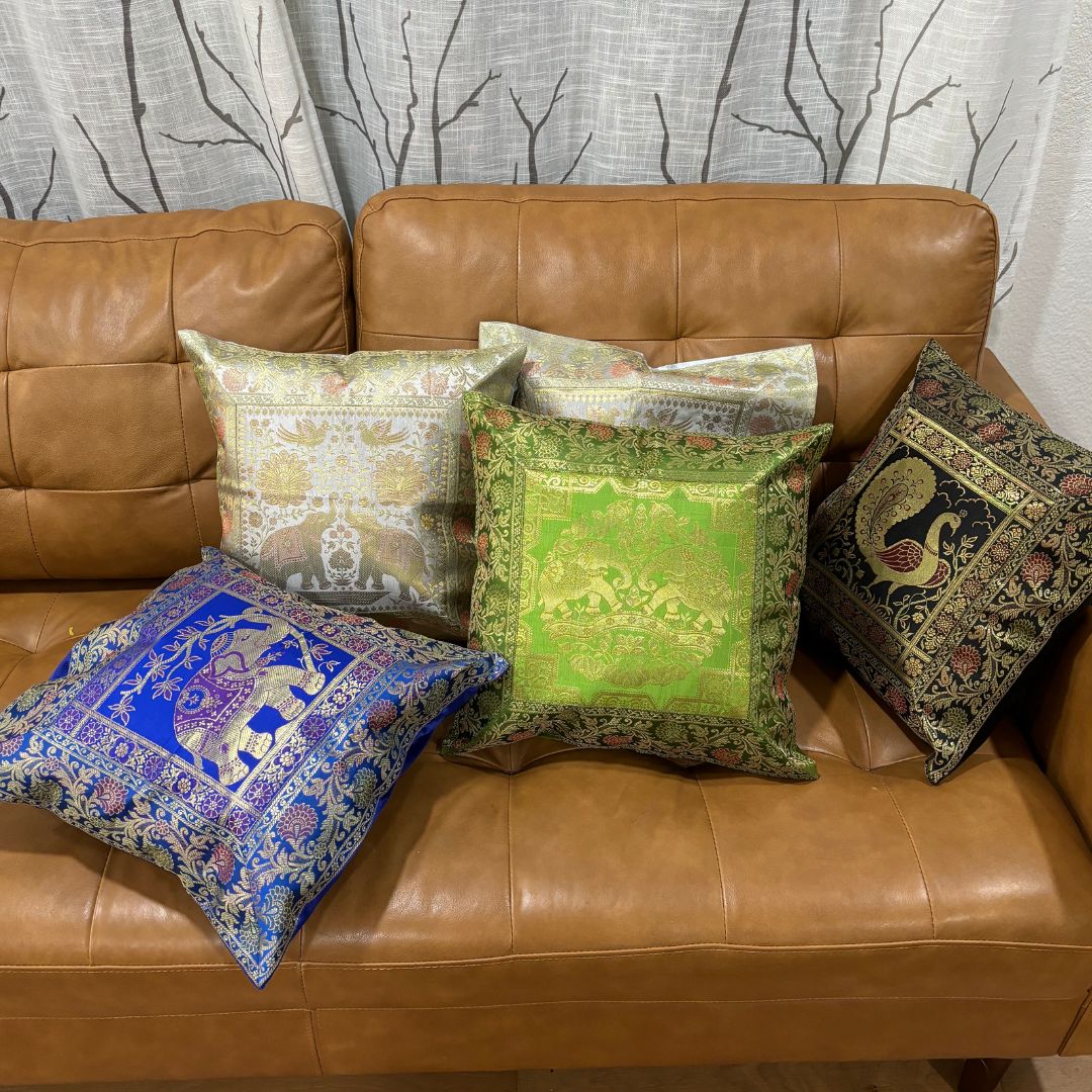 Elephant & Peacock Art Pillow Case