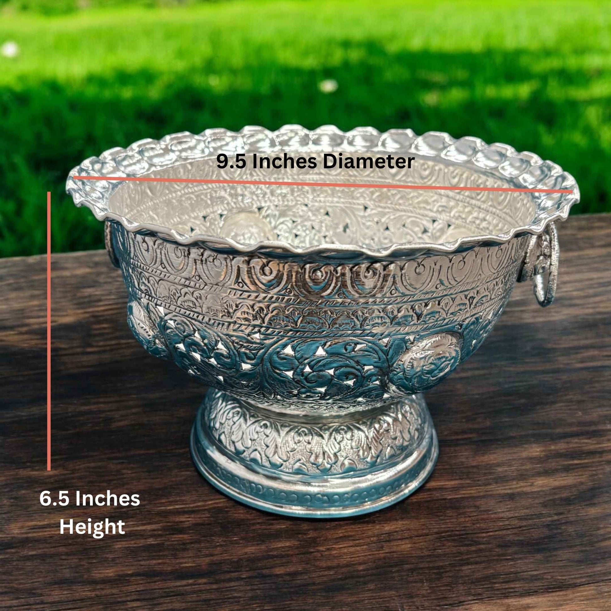 fruit bowl, illustrating its 6.5-inch height and the gentle curvature of its design, set against a neutral background to focus on its form