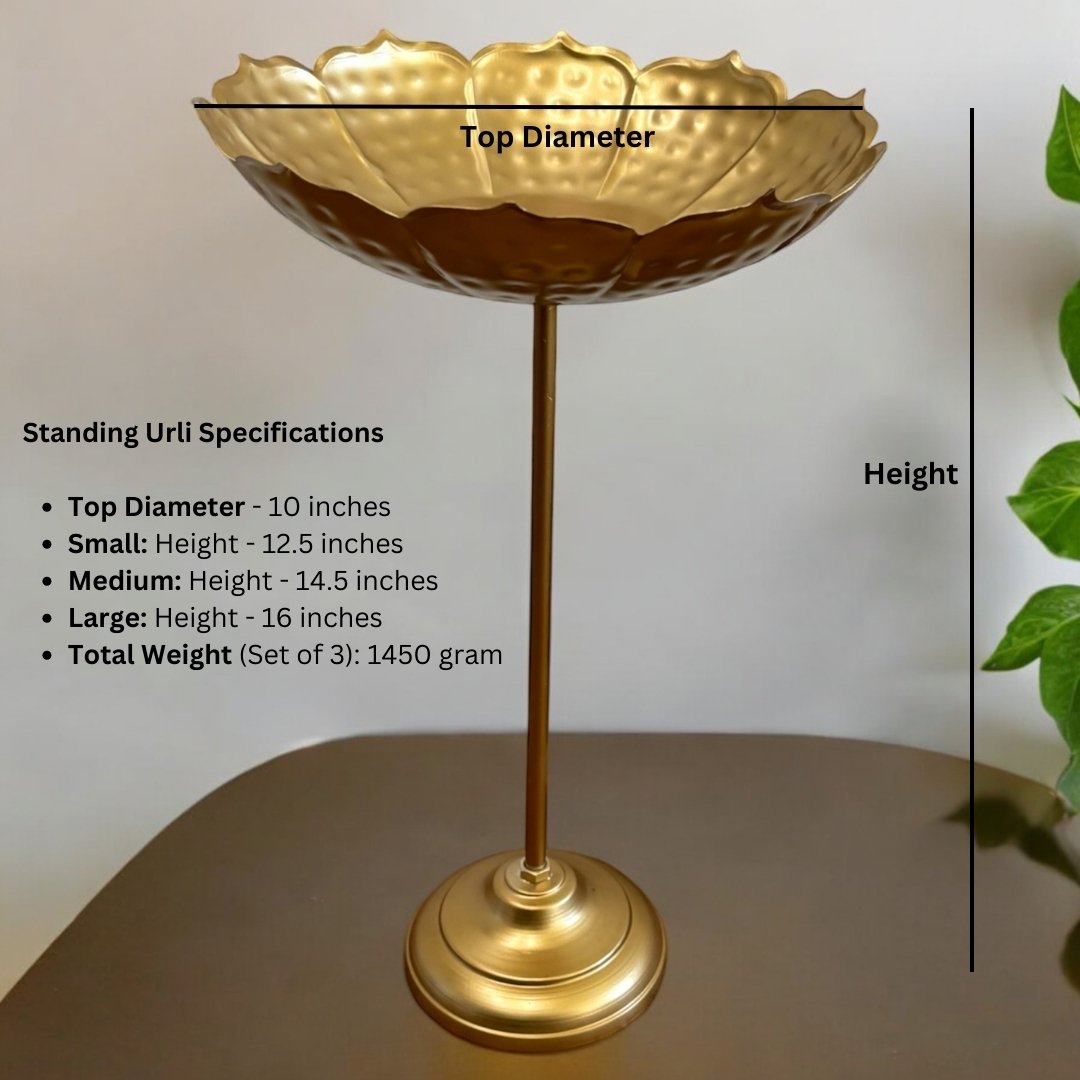 Lotus Shape Decorative Bowl (Set of 3) - Standing Urli