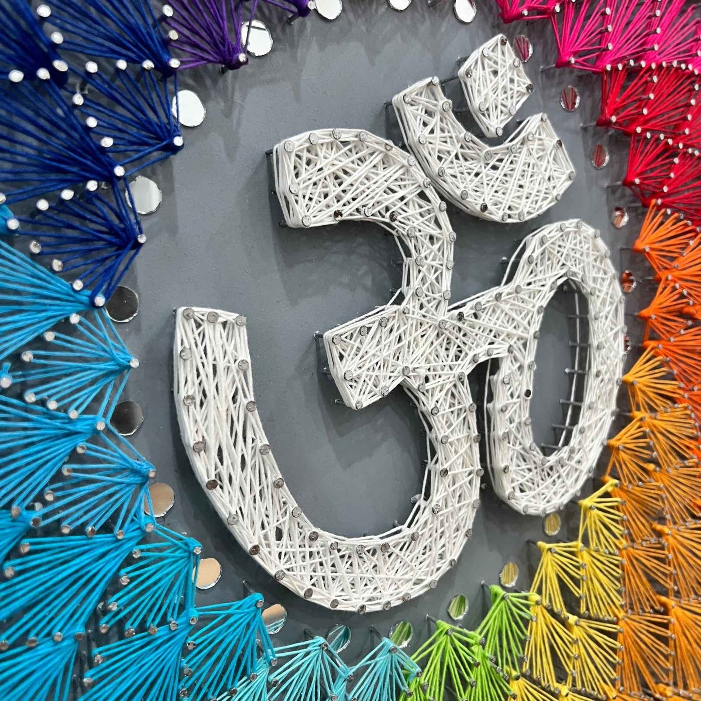 Zoomed-in view of the nail arrangement outlining the Om symbol's structure