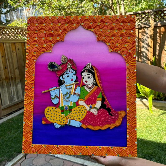 Radha Krishna Lippan Jharokha Wall Art
