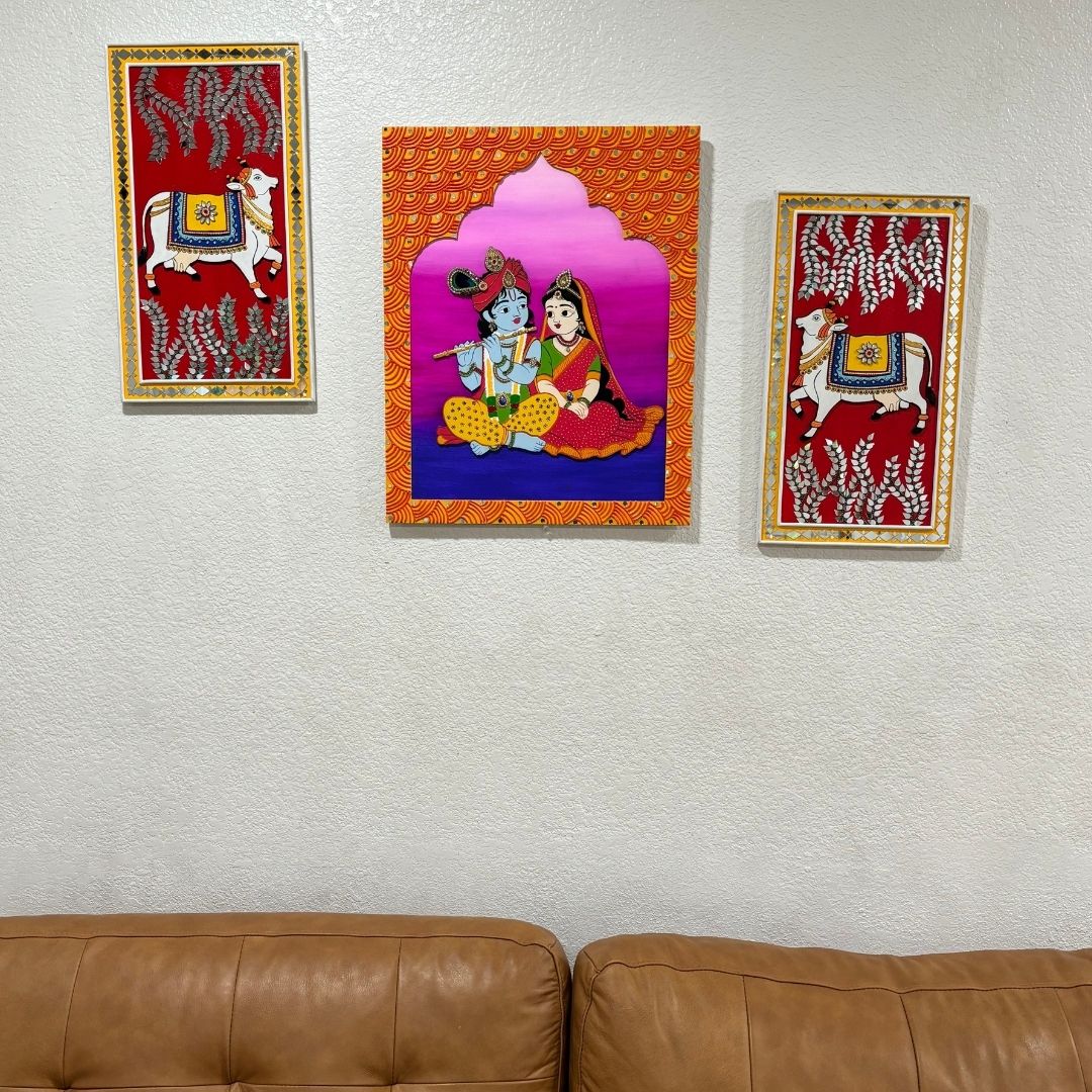 Radha Krishna Lippan Jharokha Wall Art
