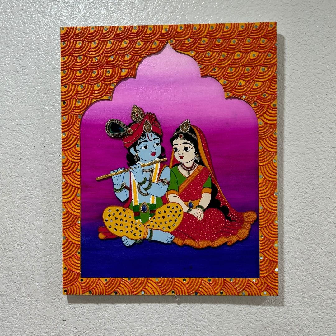 Radha Krishna Lippan Jharokha Wall Art