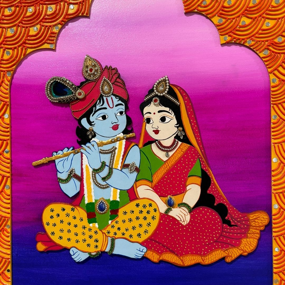 Radha Krishna Lippan Jharokha Wall Art