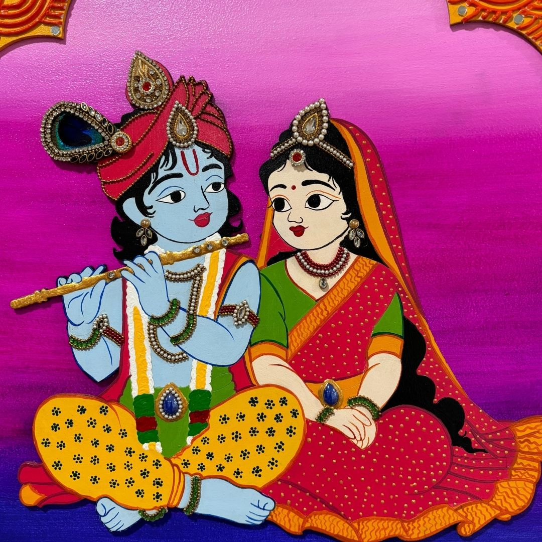 Radha Krishna Lippan Jharokha Wall Art