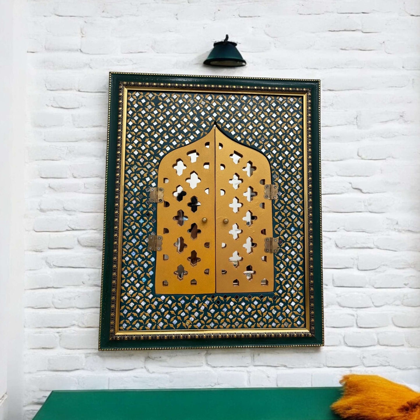 Rajasthani Jharokha - 20x16-Inches Mirror With Door