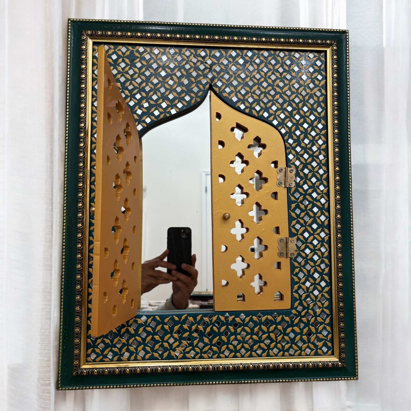 Rajasthani Jharokha - 20x16-Inches Mirror With Door