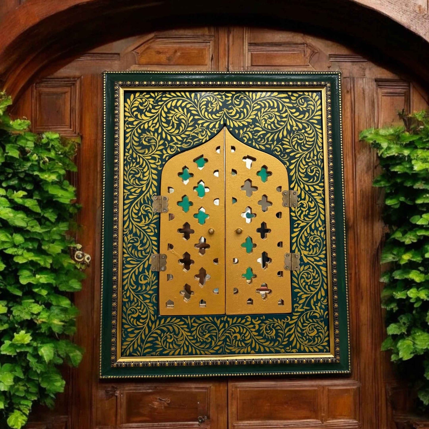 Rajasthani Jharokha - 20x16-Inches Mirror With Door