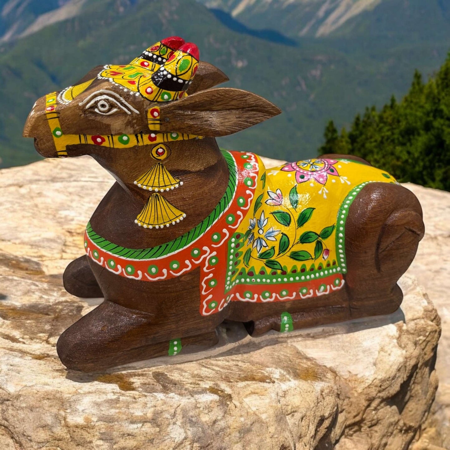 Sitting Nandi Statue - Yellow