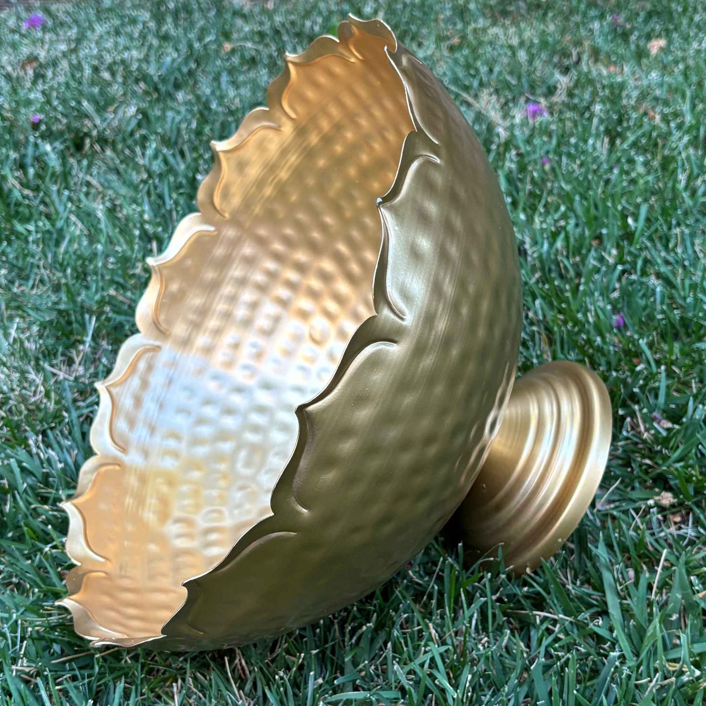 Side view of the lotus decorative urli bowl set, featuring detailed petals for timeless Indian-style deco