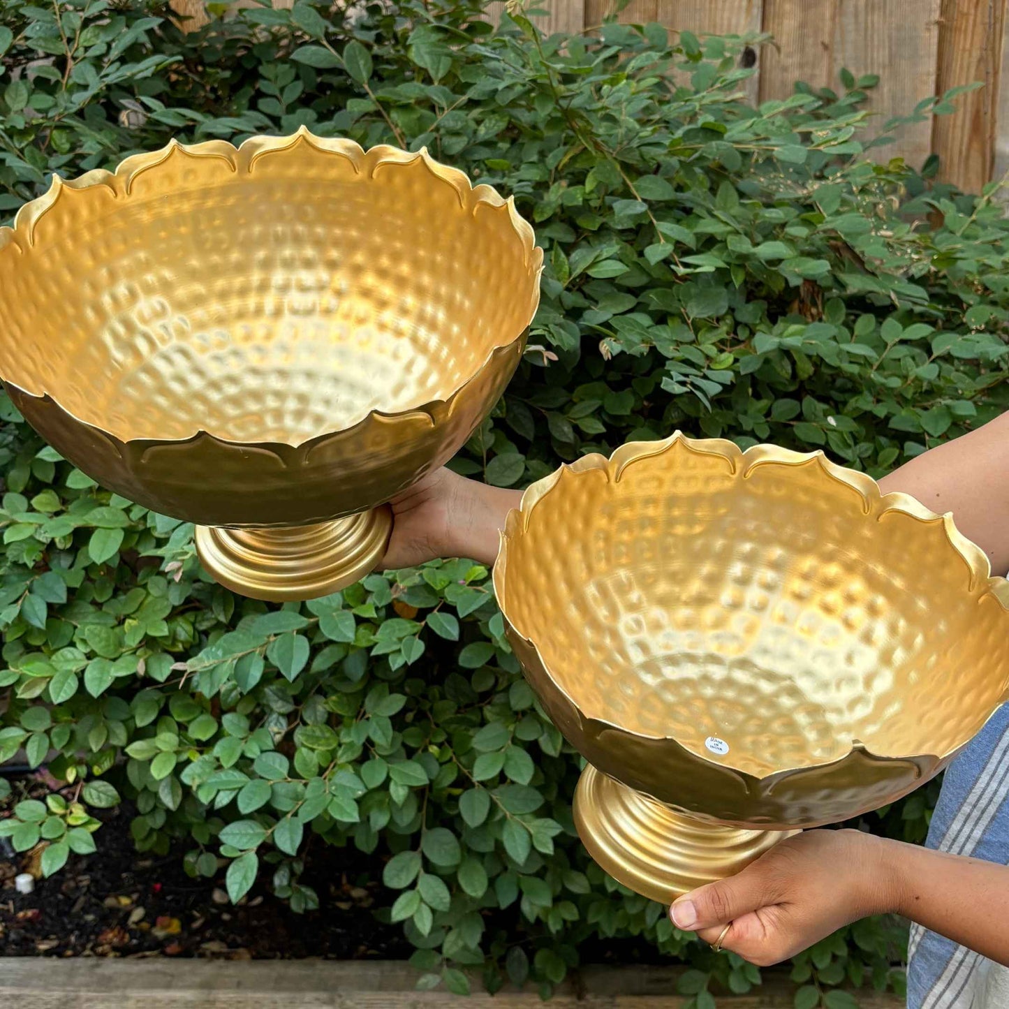 Elegant lotus shape decorative metal urli bowl set from Urli Utsav, Indian Decor Store in USA
