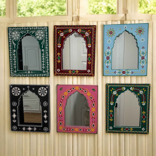 Indian Mirror 12x10-inch Jharokha Wall Decor by Urli Utsav Decor, perfect for traditional and ethnic home styling.