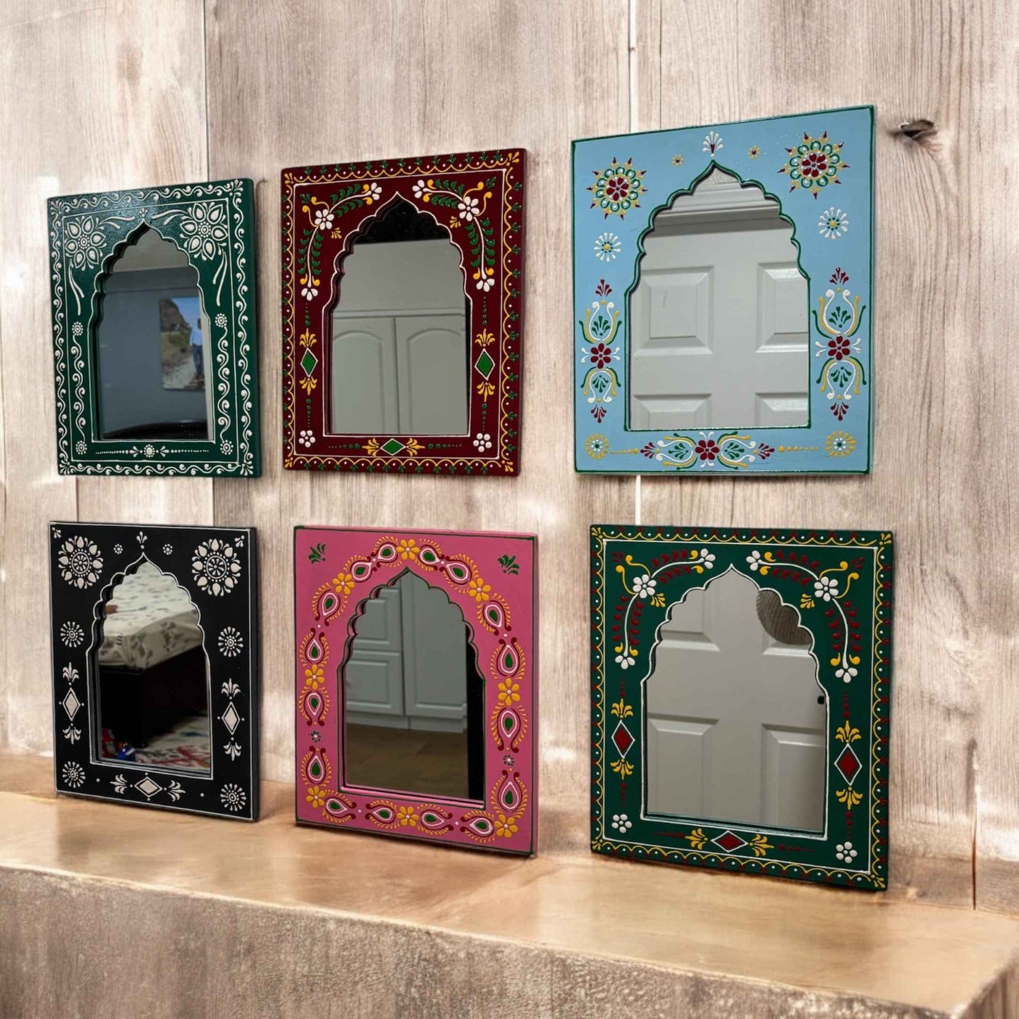 Indian Mirror 12x10-inch Jharokha Wall Decor by Urli Utsav Decor, perfect for traditional and ethnic home styling.