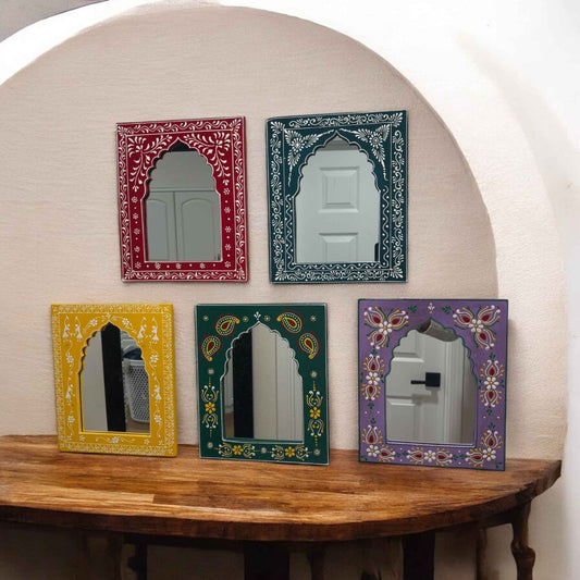 Indian Mirror 12x10-inch Jharokha Wall Decor by Urli Utsav Decor, perfect for traditional and ethnic home styling.
