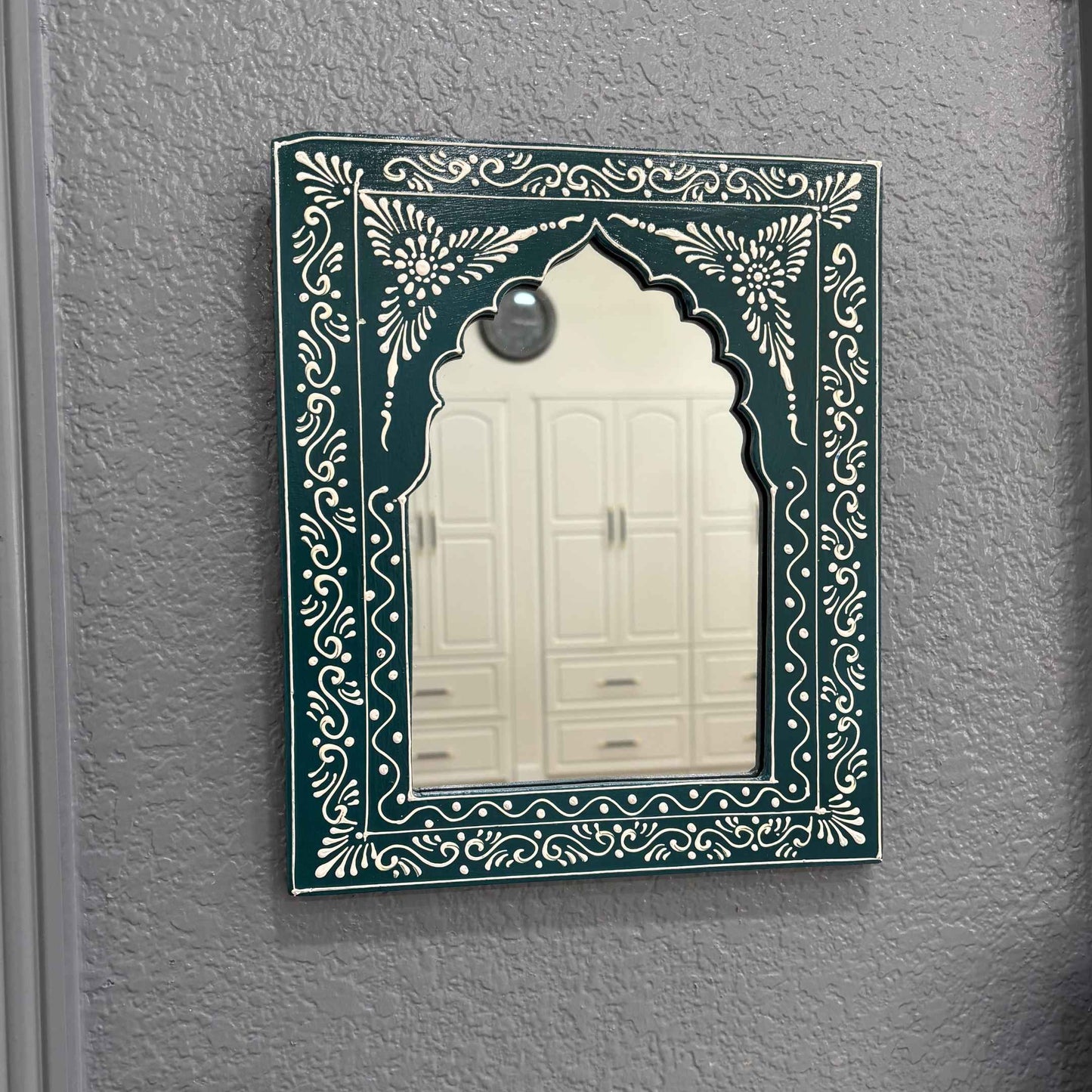 Traditional Indian Green Jharokha By Urli Utsav Decor, featuring intricate detailing and craftsmanship.