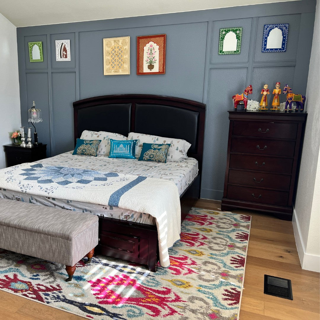 The Urli Utsav Jharokha mirror staged with complementary decor items, demonstrating its versatility in interior design
