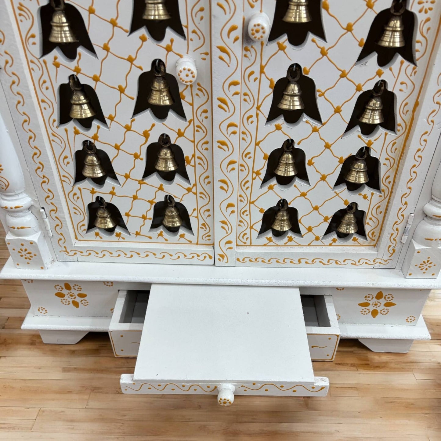 White Temple with Brass Bells & Doors - Drawer and tray