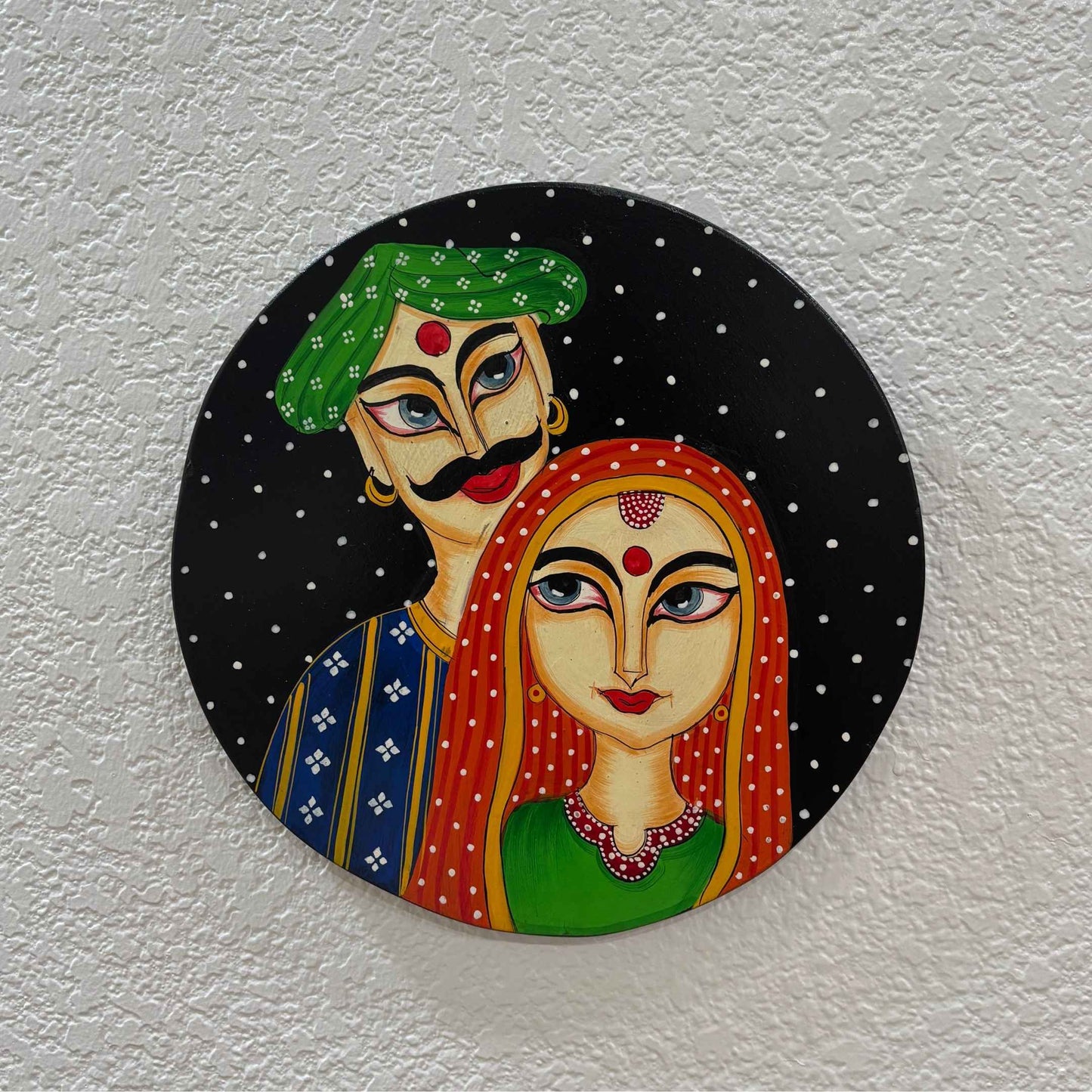 Boho Indian Couple Wall Plate from Urli Utsav