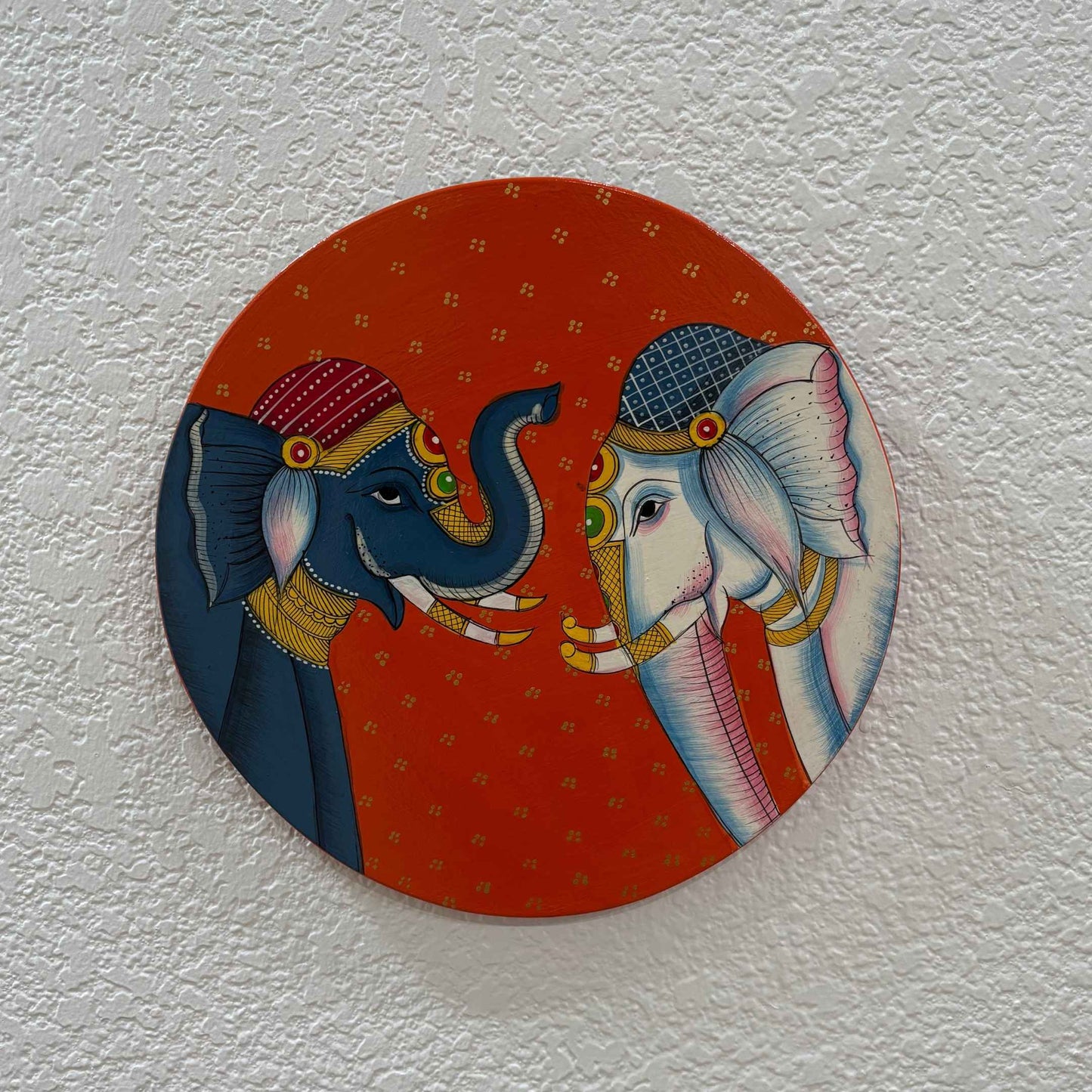 Boho White Elephant Wall Plate from Urli Utsav
