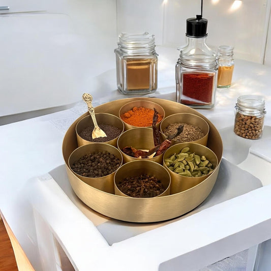 Brass Masala Box – Masala Dabba for Kitchen & Gifting