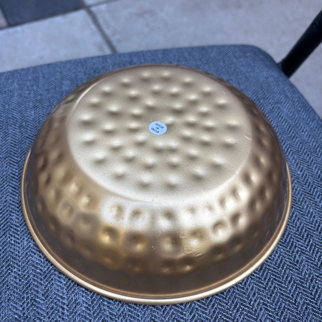 Close look of Gold hammered urli bowl