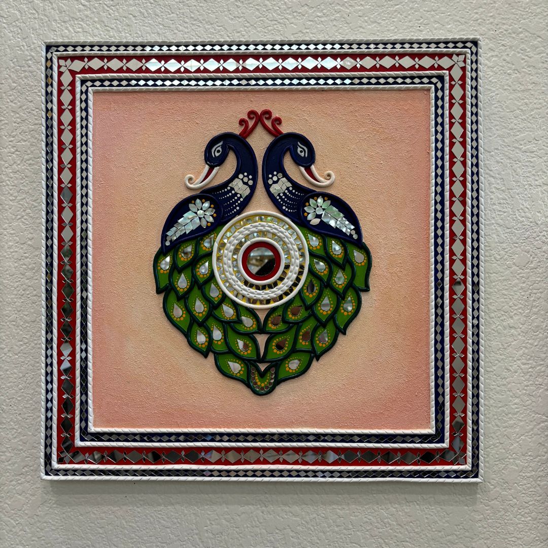 Urli Utsav Lippan Wall Art - Butterfly Peacock Set