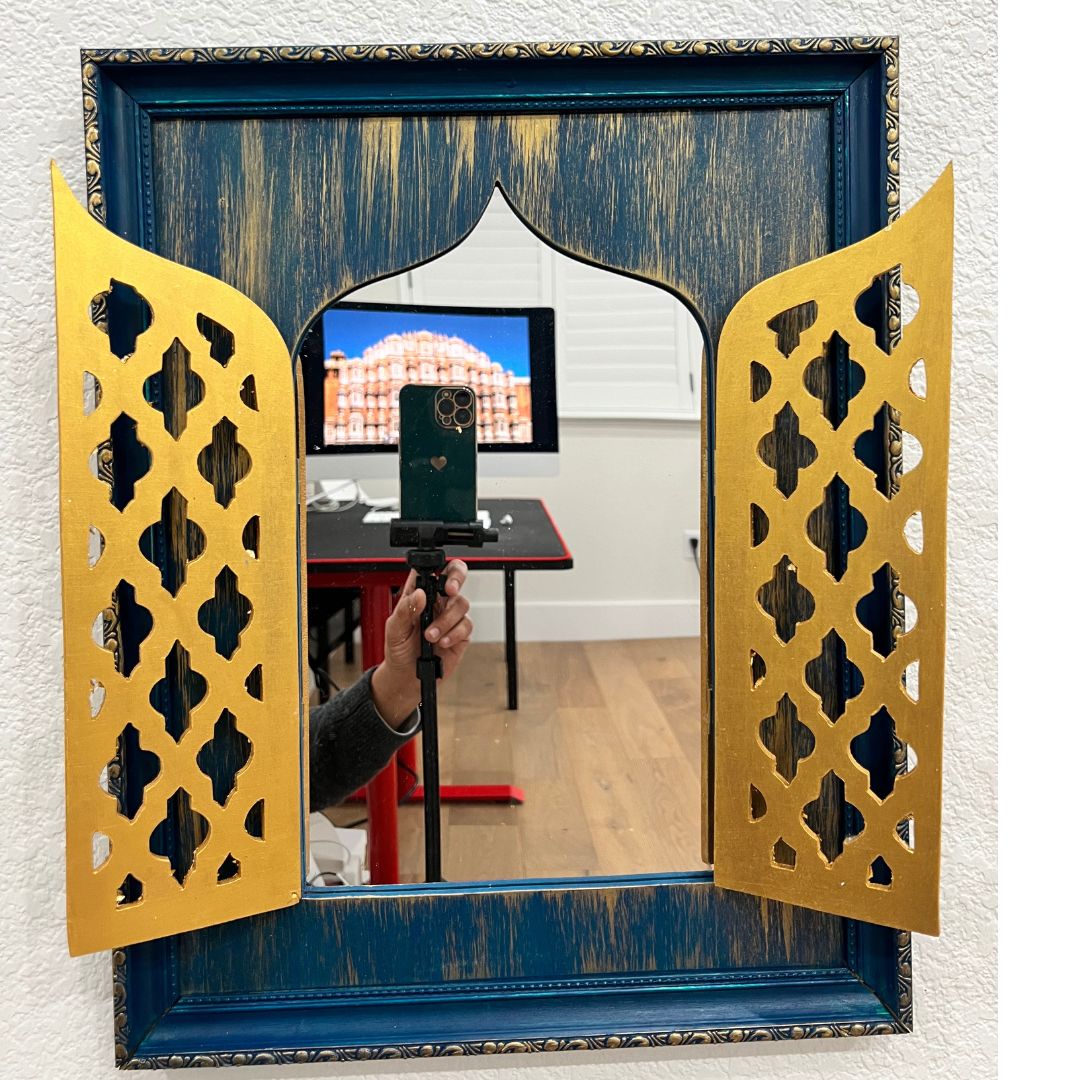 Renowned Sakshi Khullar’s signature graces this Blue Ridge storm painting – a ColorFull Jharokha crafted in MDF and inspired by Indian door Jharokha design