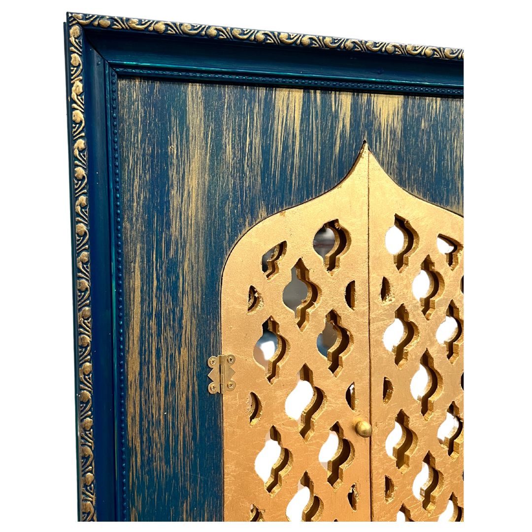 Side profile of 20x16 Blue Ridge thunderstorm Jharokha art showing gallery wrap depth and quality finish – Jharokha Heritage Series