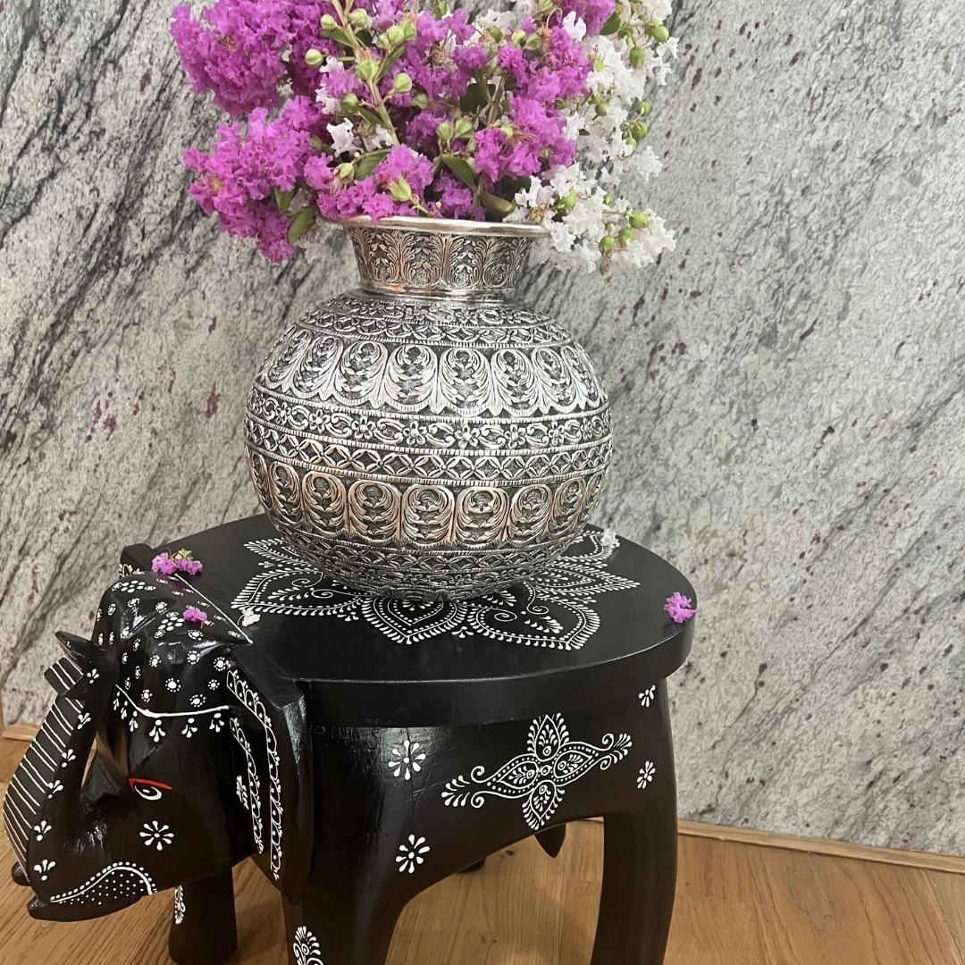 9.5-Inches Matka / Vase | Antique Silver Table Decor