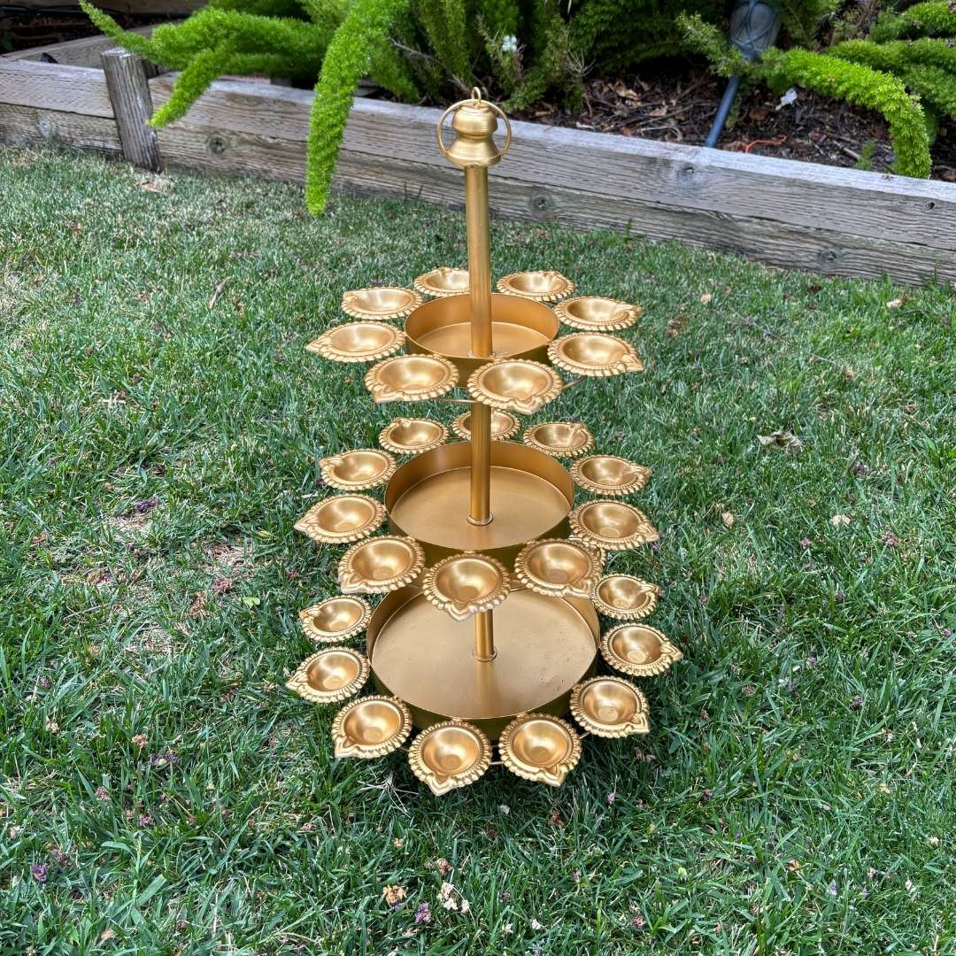 Triple Layer Diya Urli with 30 Candle Holders - A Rare Find