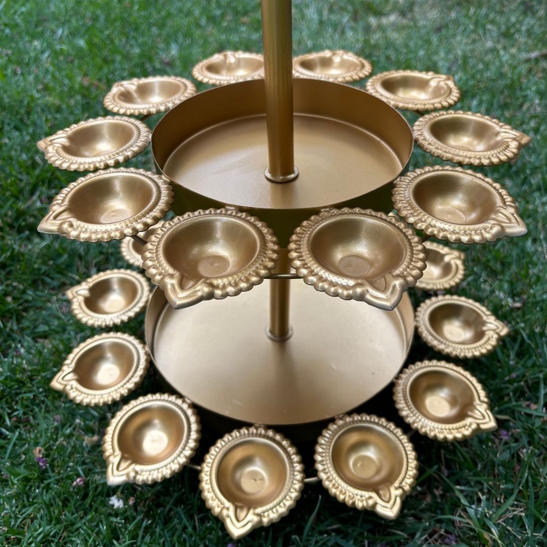 Triple Layer Diya Urli with 30 Candle Holders - A Rare Find