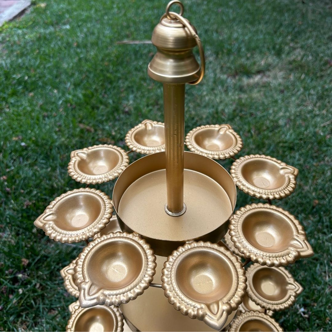 Triple Layer Diya Urli with 30 Candle Holders - A Rare Find