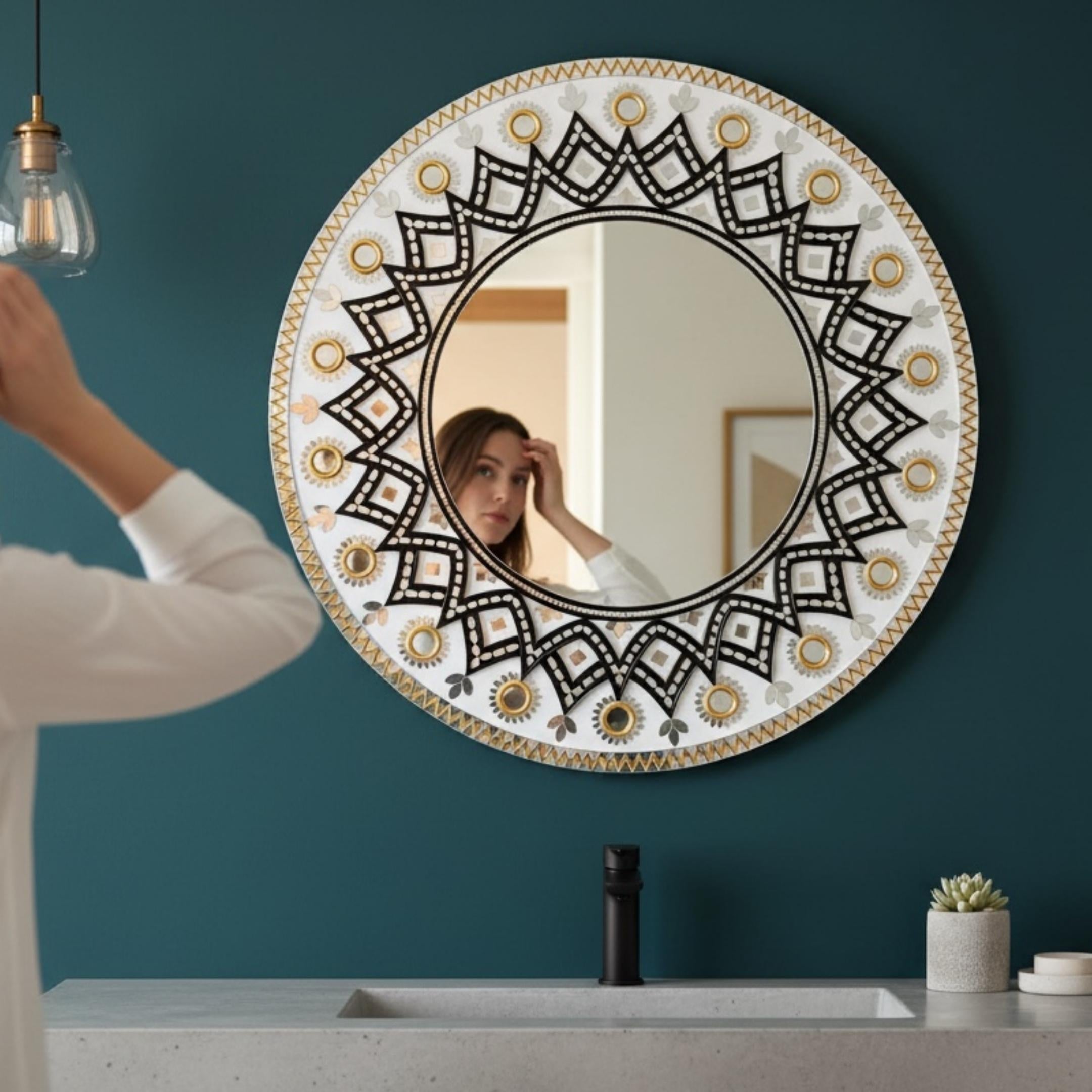 Handcrafted Indian Wall Mirrors – Jharokha & Mandala – Urli Utsav