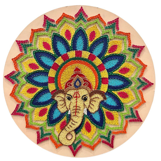 Ganesha in Nail and Thread Art