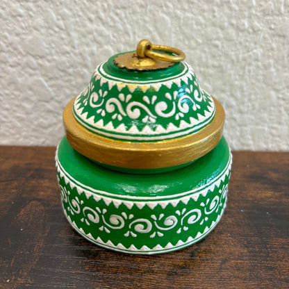 Urli Utsav Handpainted Kumkum Box Green