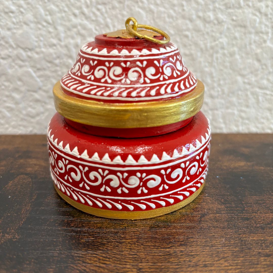 Urli Utsav Handpainted Kumkum Box Red