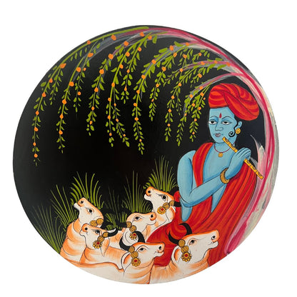 Urli Utsav Wooden Wall Plates Pichwai Krishna