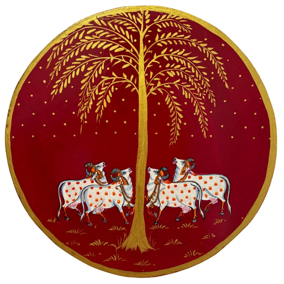 Urli Utsav Wooden Wall Plates Pichwai Cow