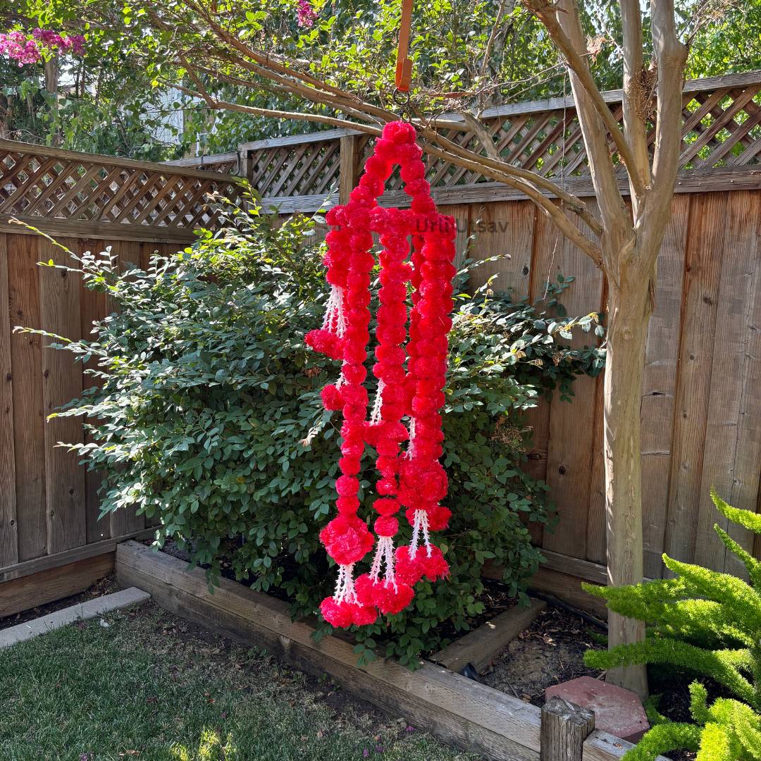 Red Floral Ball Chandelier - Perfect for Housewarming Decor