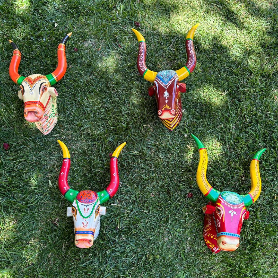 Urli Utsav Handpainted Bull Head - Staged