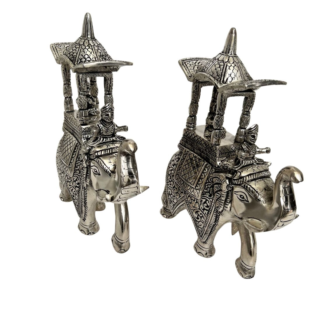 Antique Silver Ambabari Elephant Pair