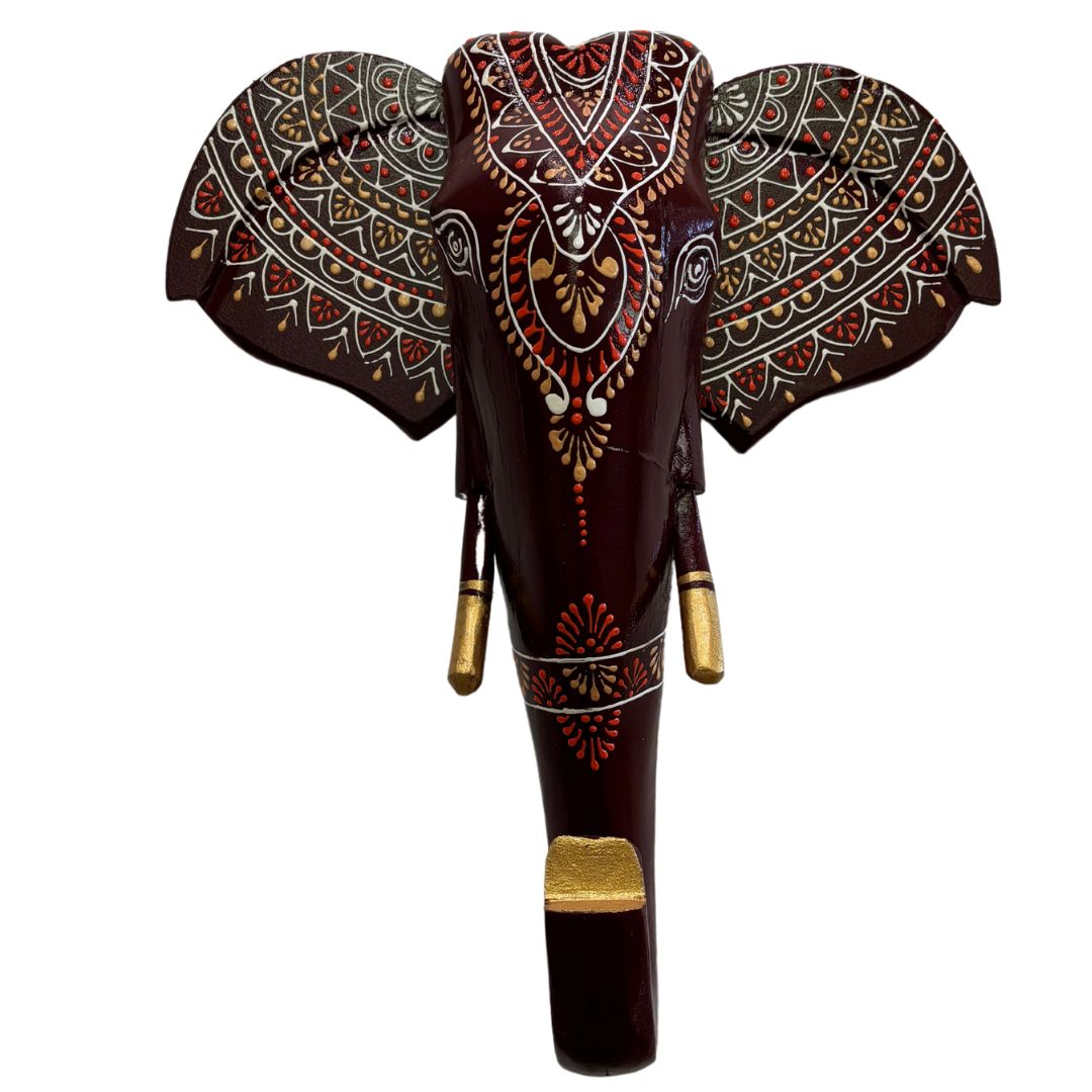 Urli Utsav Handpainted Elephant Head - Brown