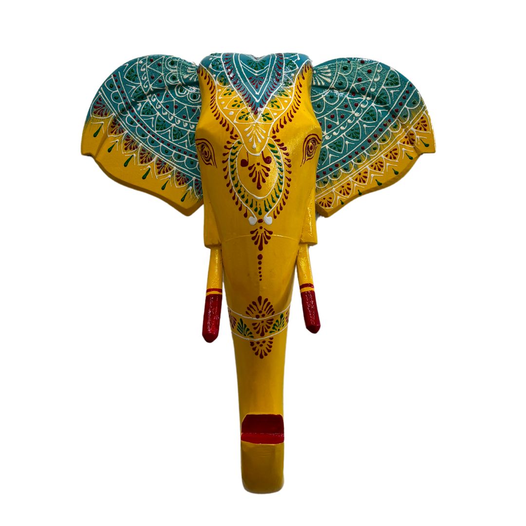 Urli Utsav Handpainted Elephant Head - Yellow