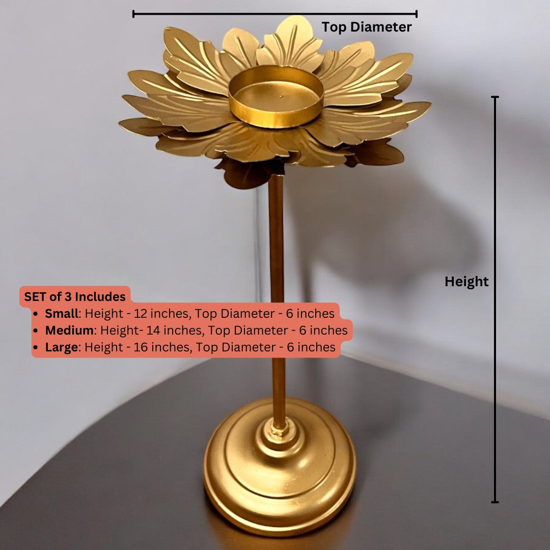 Flower T-light Holder (Set of 3) - Festive Decor