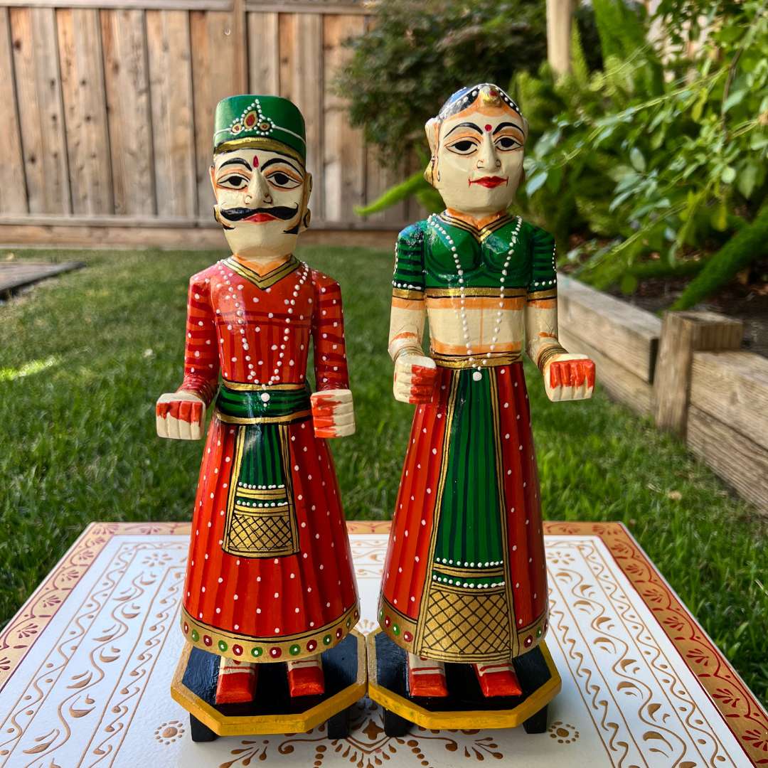 Urli Utsav Hand-painted Gangaur Dolls Orange