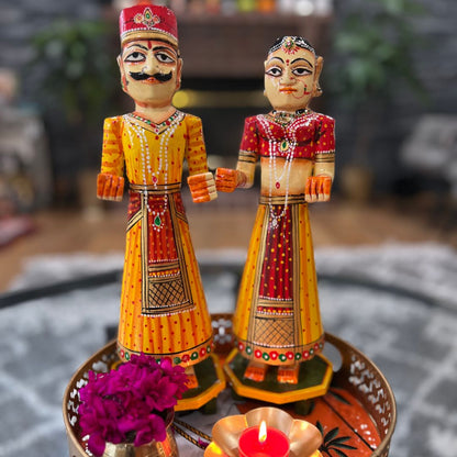 Urli Utsav Table Decor Handpainted Gangaur King Queen Dolls