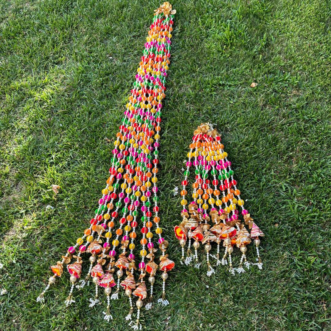 Woolen Beads & Pearl Multicolor Gota Indian Garland - Urli Utsav