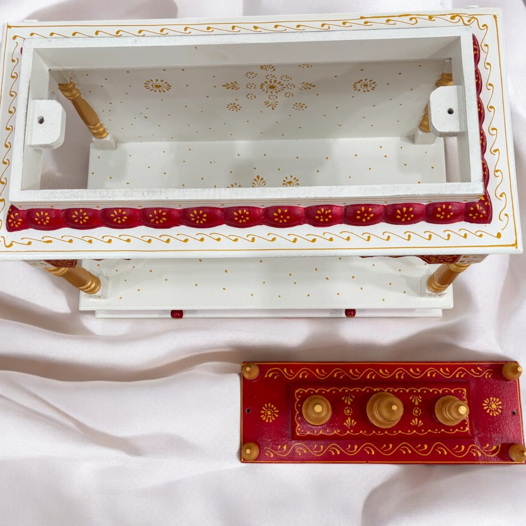 Elegant Red Wooden Temple – 23x22x11 inches Pooja Mandir